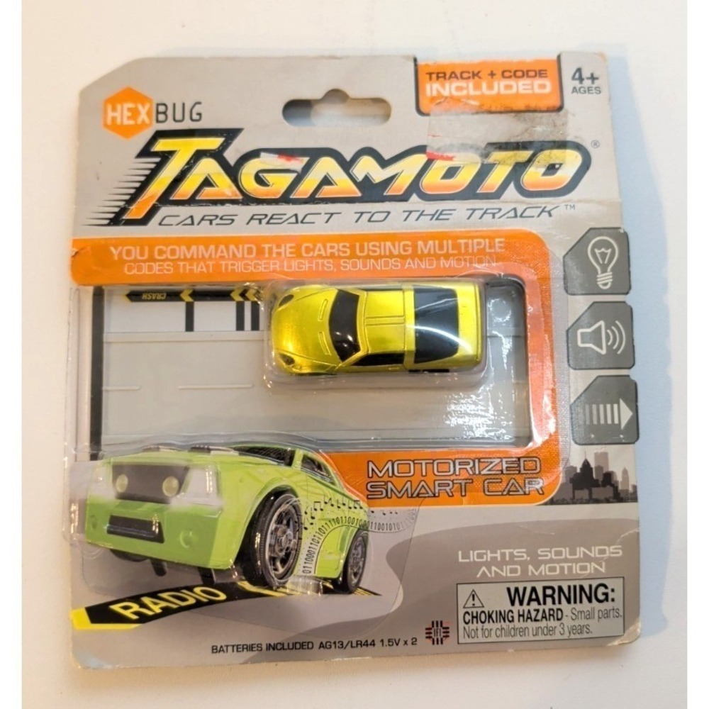 Hexbug Tagamoto Motorized Smart Car Yellow w/ Track Code Piece Lights & Sound